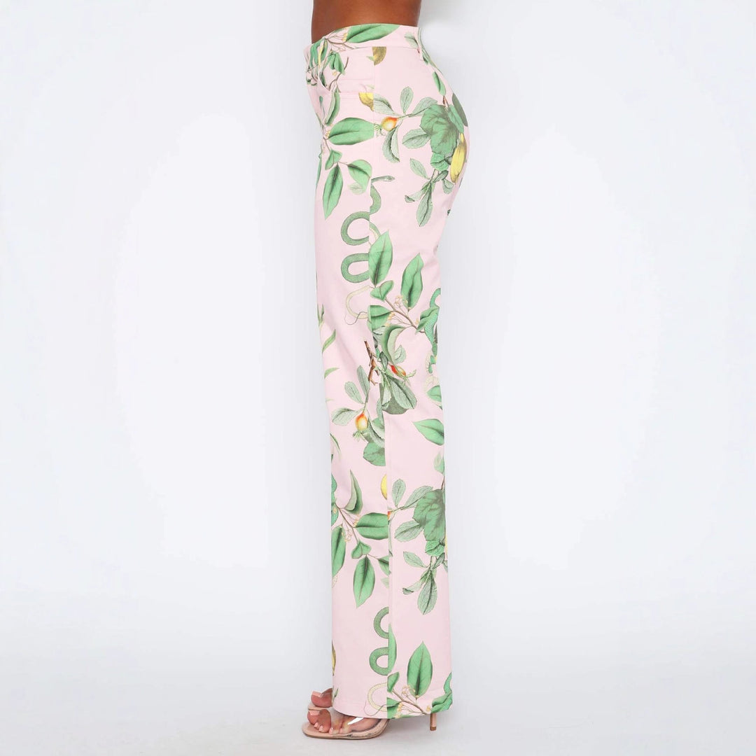 Dame casual Cargo-bukser med frisk botanisk print Skovae