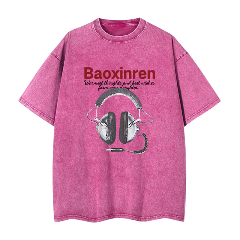 Dame T-shirt med stilfuld hovedtelefonprint og afslappet snit Stilla