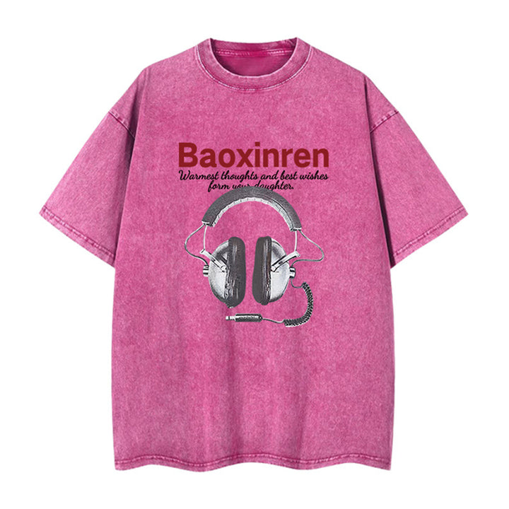Dame T-shirt med stilfuld hovedtelefonprint og afslappet snit Stilla