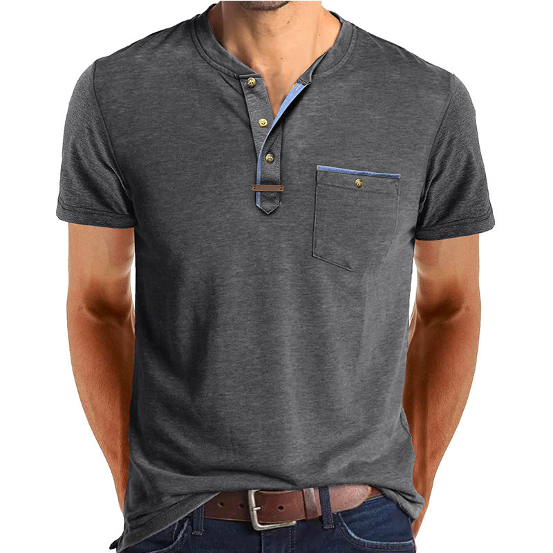 Herrer Kortærmet Henley T-shirt med modiske detaljer Stilla