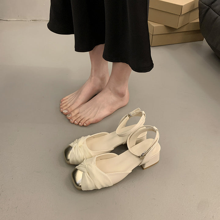 Dame Elegante Slingback Ballerinaer med Knoten Detalje Stilla