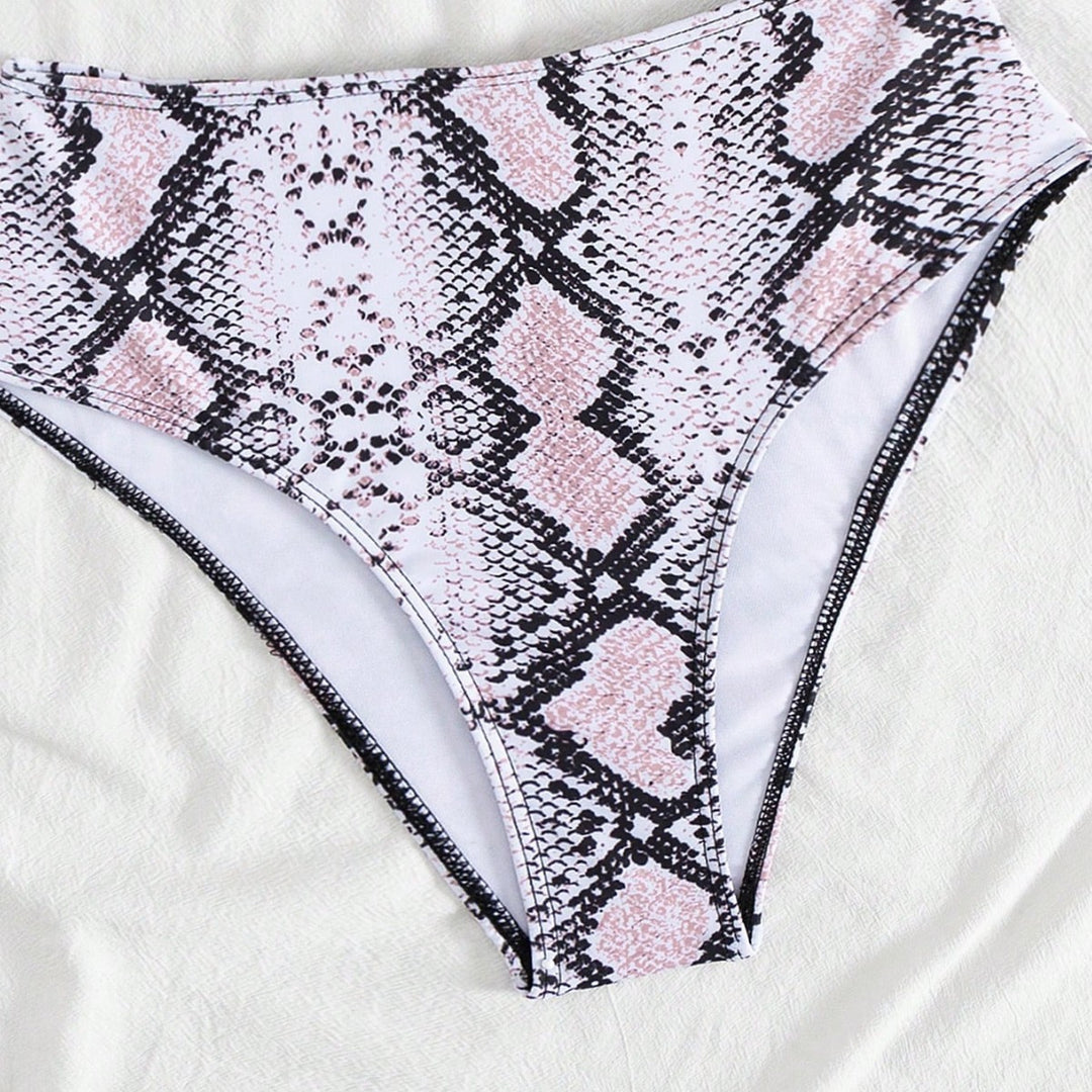 Damer moderne skåret bikini-sæt med slangemønster Skovae