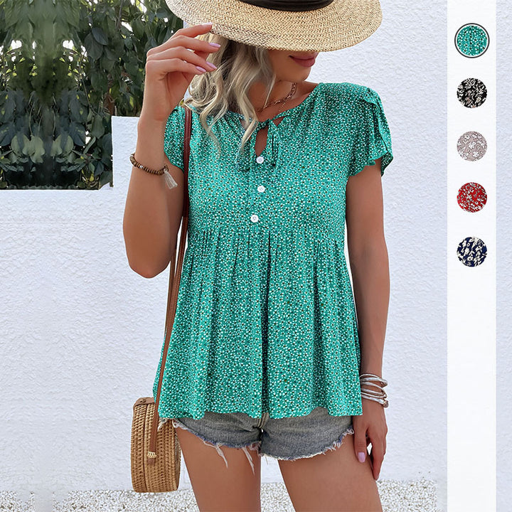 Femme Flowy Knap-Ned Peplum Top Stilla