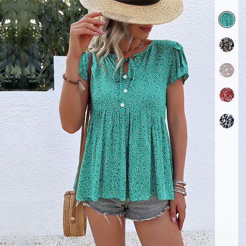 Femme Flowy Knap-Ned Peplum Top Stilla