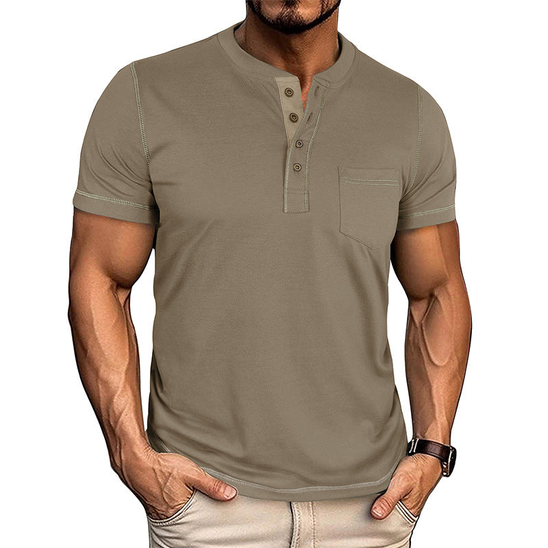 Herrer Korte ærmer Henley-shirt med moderne design og praktisk brystlomme Stilla