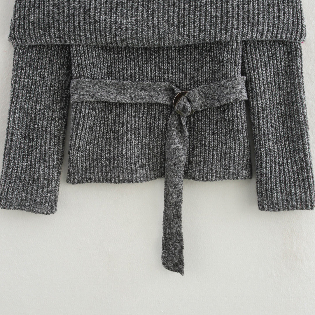 Femme Off-Shoulder Strikpullover med Taljebælte Stilla