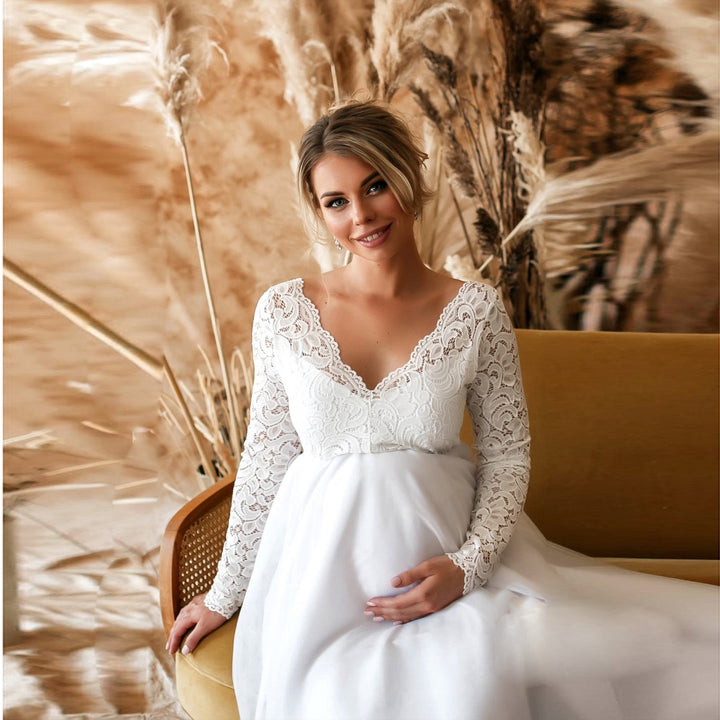 Dame Elegant Langærmet Graviditetskilt Stilla 1752657169