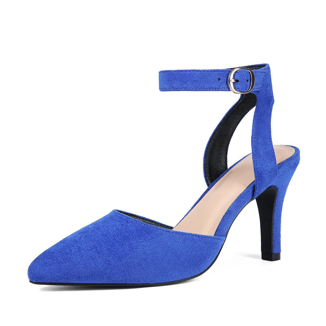 Femme Chic Spids Tå Slingback-Hæle med justerbar Ankelsnor Stilla