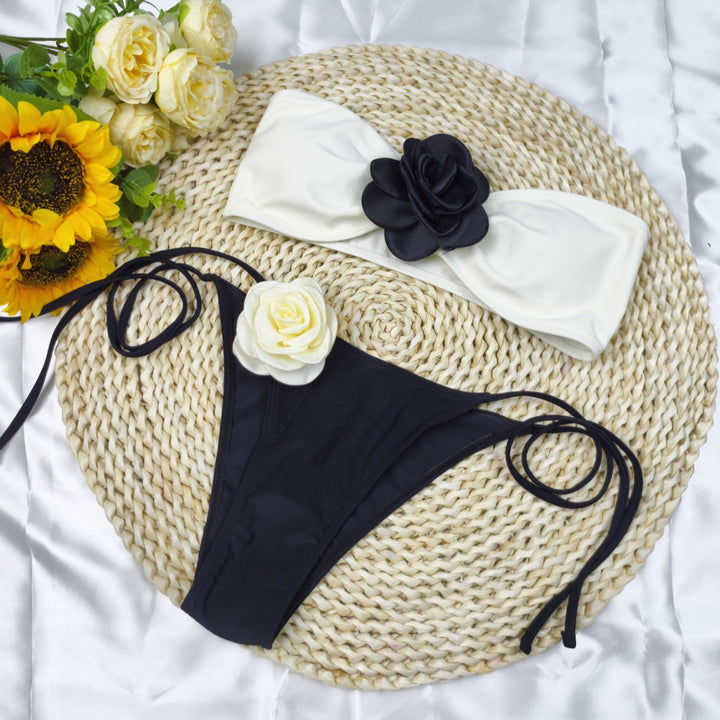 Dame Bikini-sæt med florale accenter og stilfuld bandeau-design Stilla