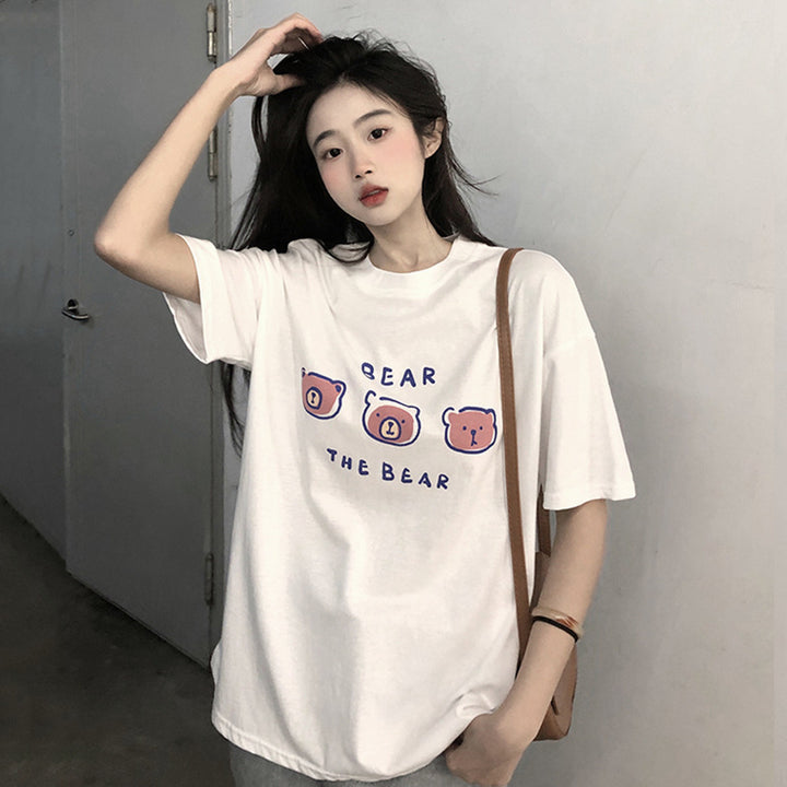 Dame T-shirt med originalt bjørnemotiv og løs pasform Stilla