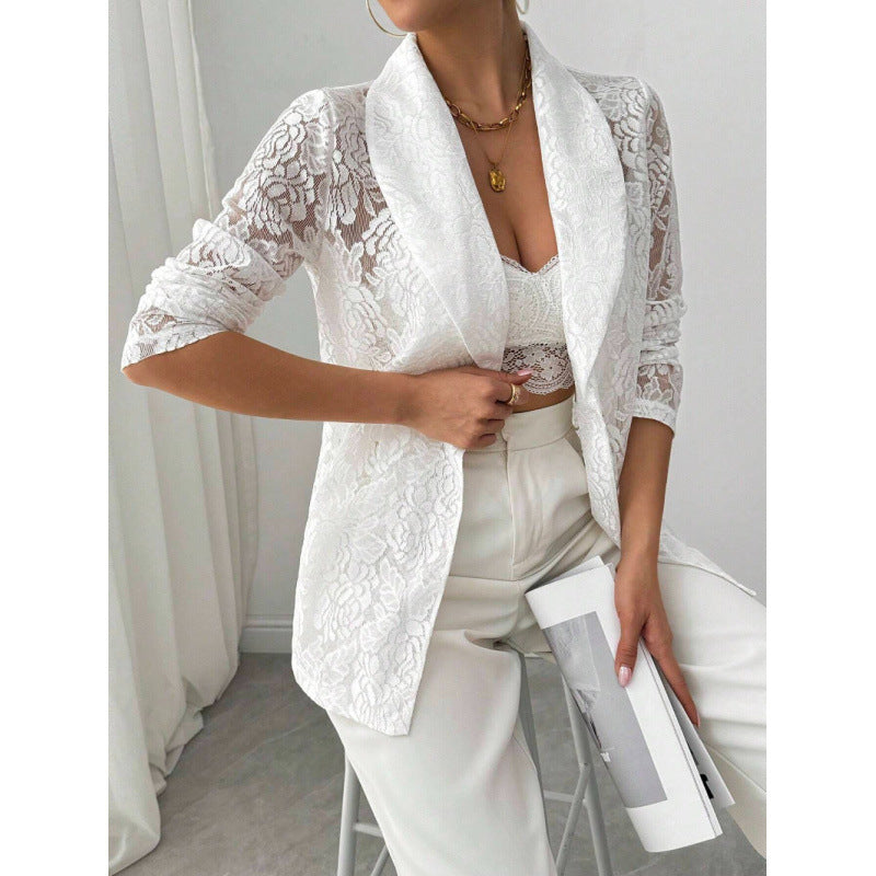 Dame spidser blazer med elegant sjal krave Skovae