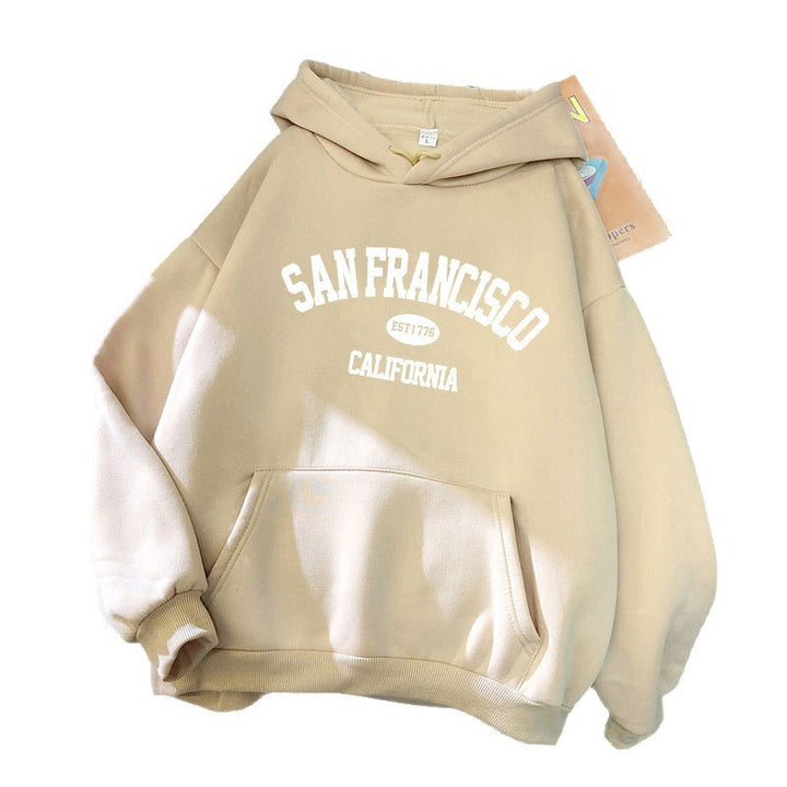 Kvinders hoodie med moderne San Francisco print Skovae