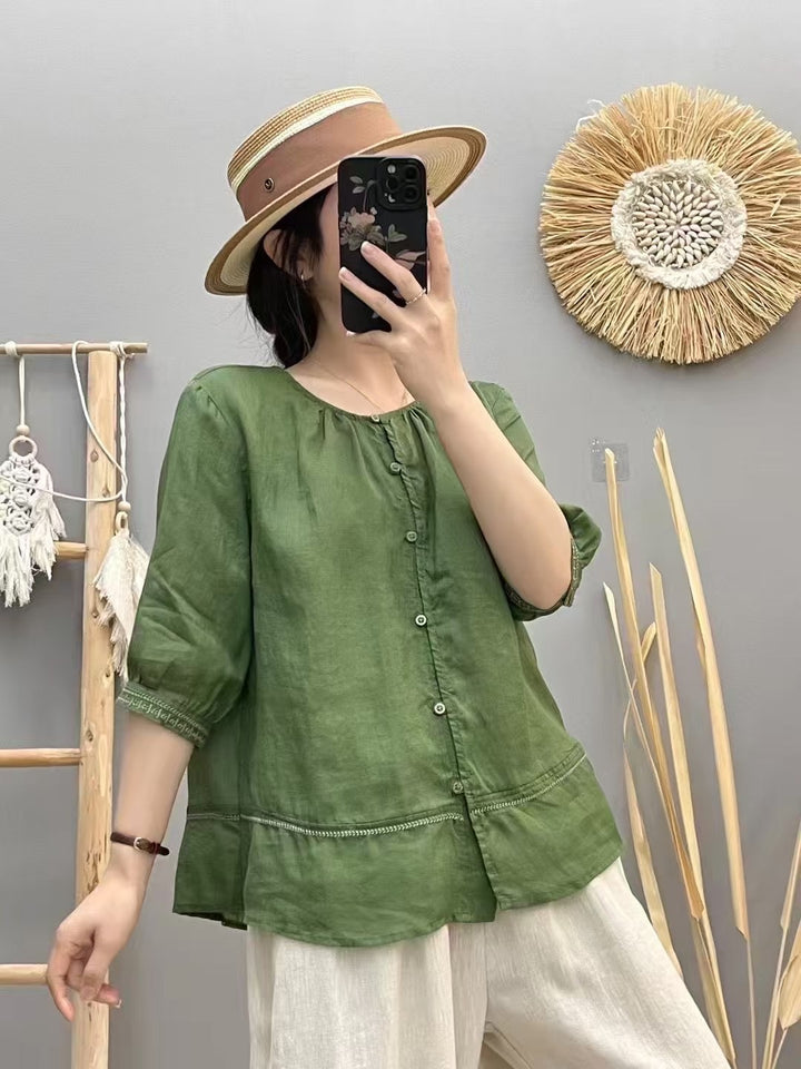 Femme Relaxed Fit Letvægt Button-Up Bluse Stilla