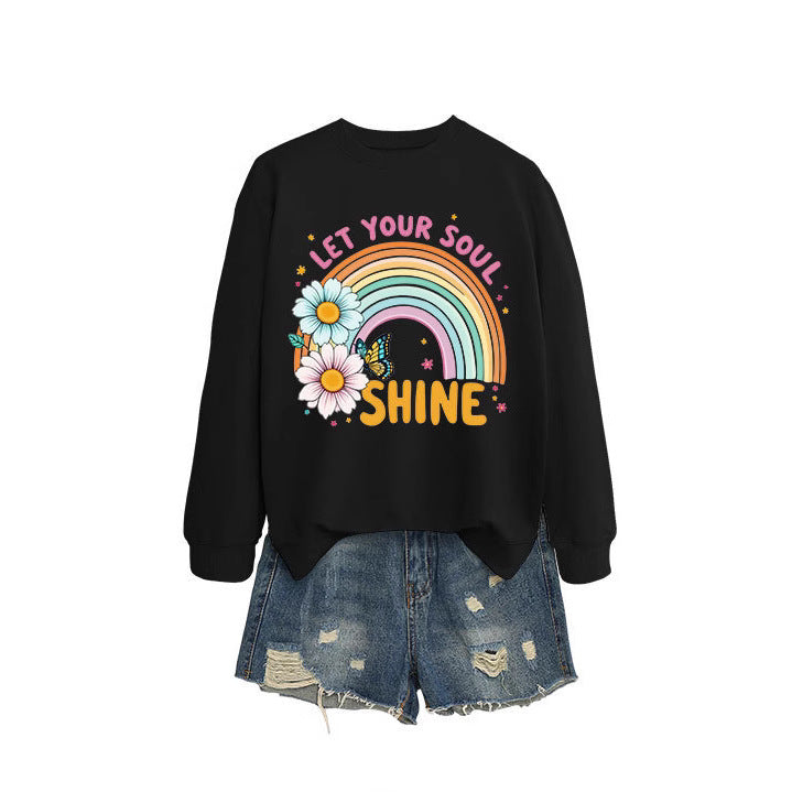 Kvinders sweatshirt med farverig gradient og blomster grafisk design Stilla