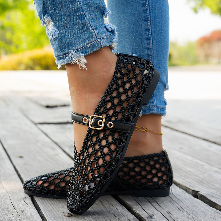 Dame elegante Slingback-sandaletter lavet af åndbart netmateriale med moderne spænde detaljer Stilla