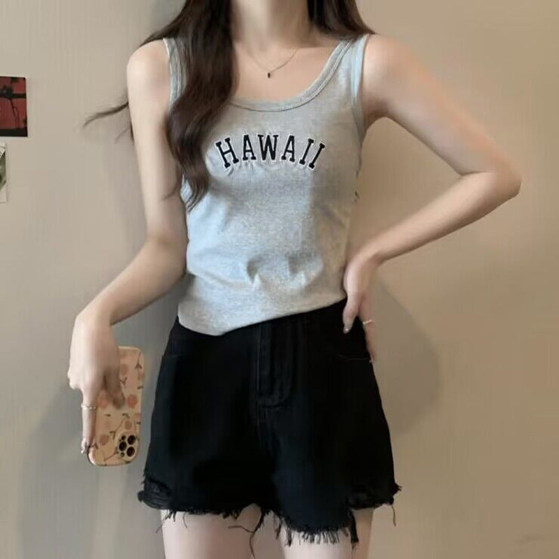 Dame Casual Grafik Tanktop med dristig udsagn Stilla