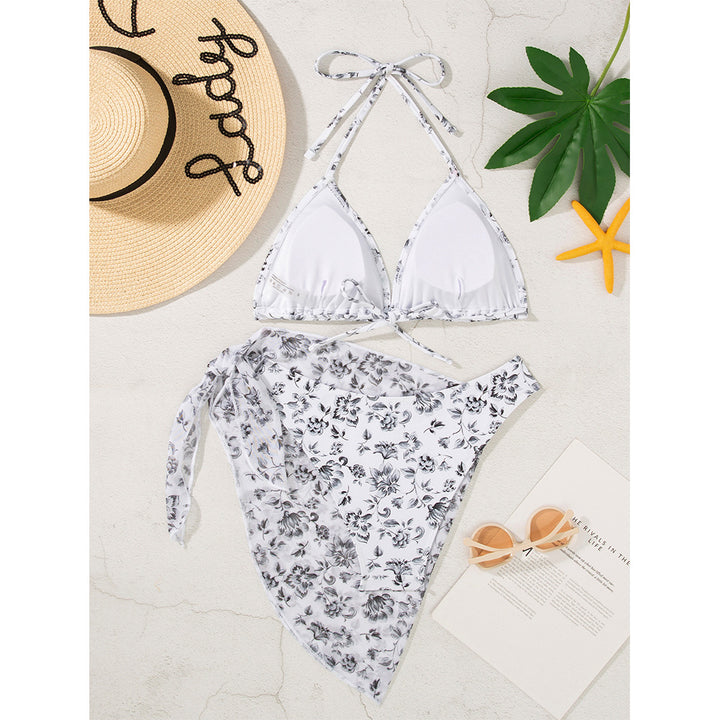 Dame Triangel-Bikini med feminine blomsterdesign og afslappet nederdel Stilla