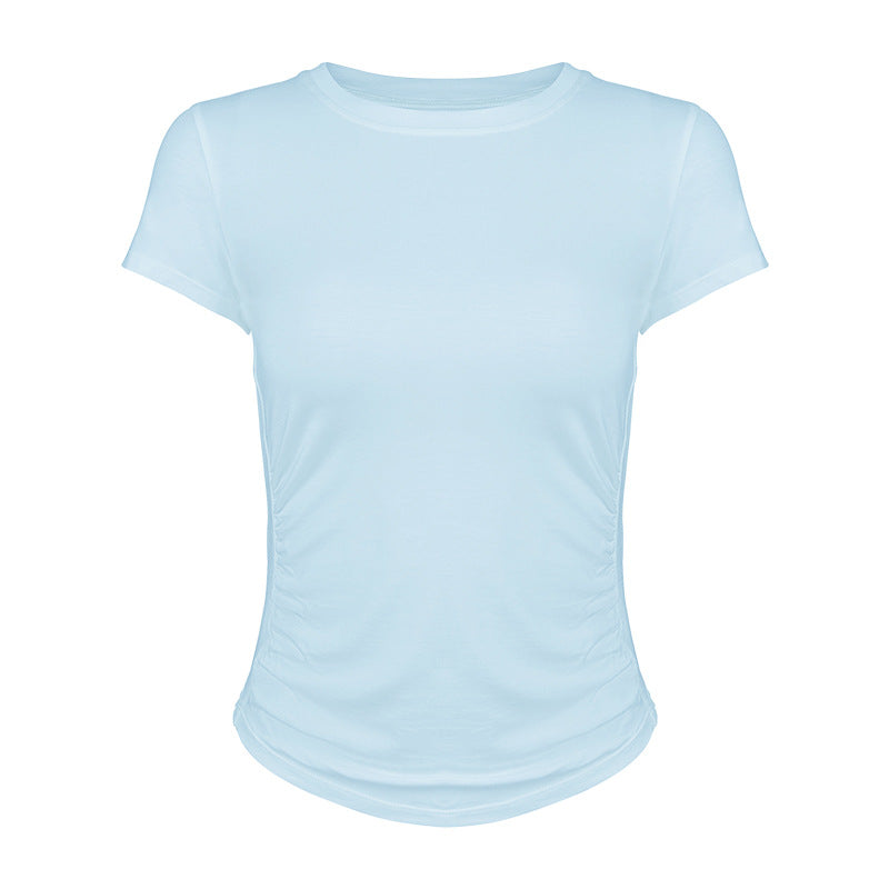 Dame fritids-T-shirt med raffineret rynkeeffekt og elastisk materiale Stilla