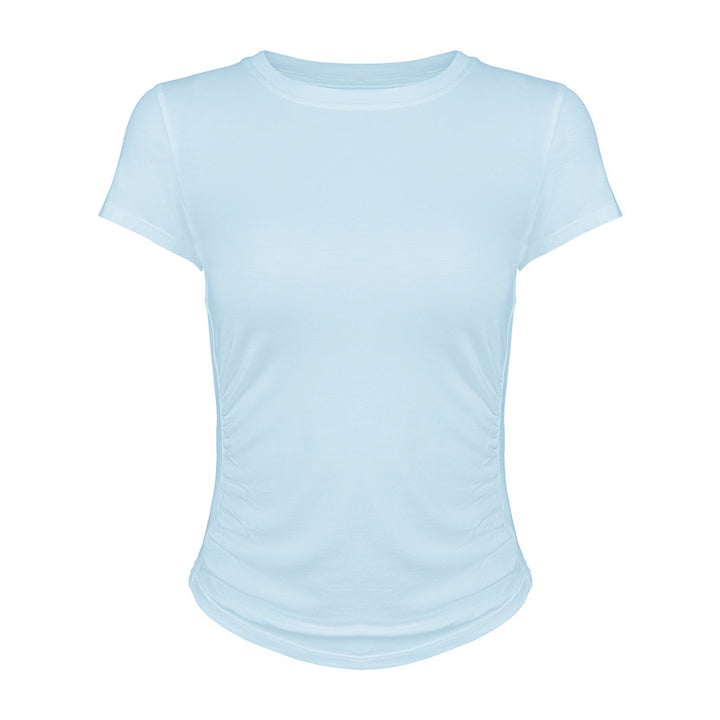 Dame fritids-T-shirt med raffineret rynkeeffekt og elastisk materiale Stilla