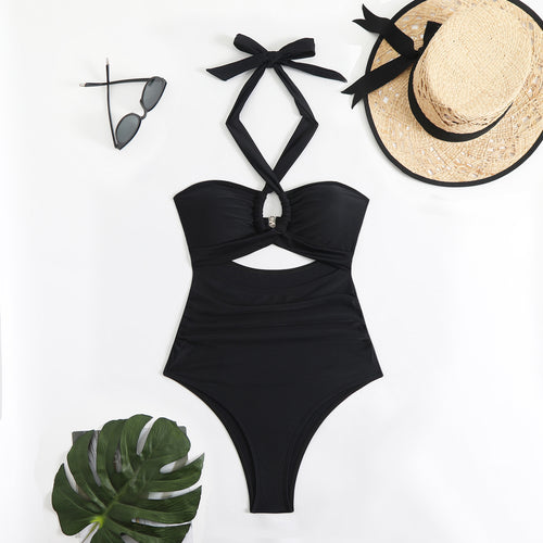 Dame én-delt bikini med elegant kryds-design og høje benudskæringer Stilla