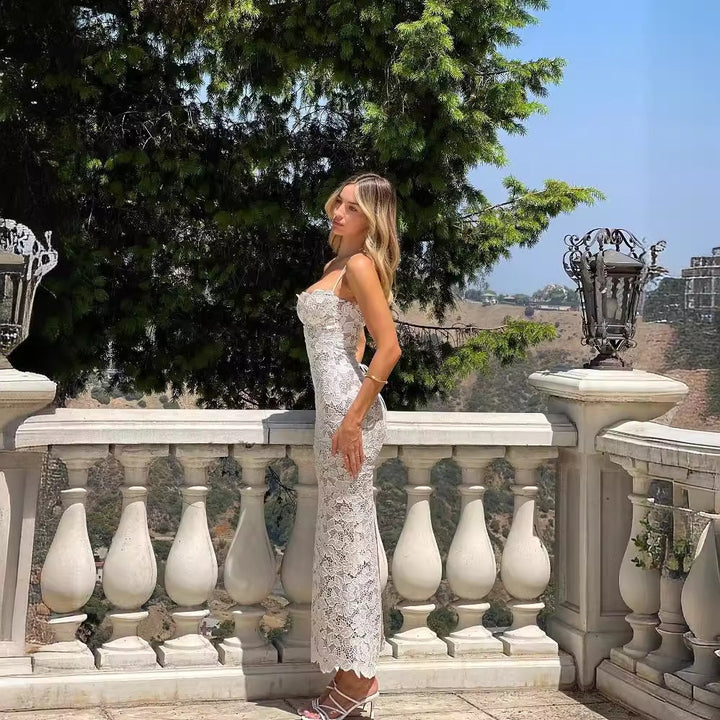 Damer Elegant kjole lavet af delikat blonder med justerbare stropper Stilla