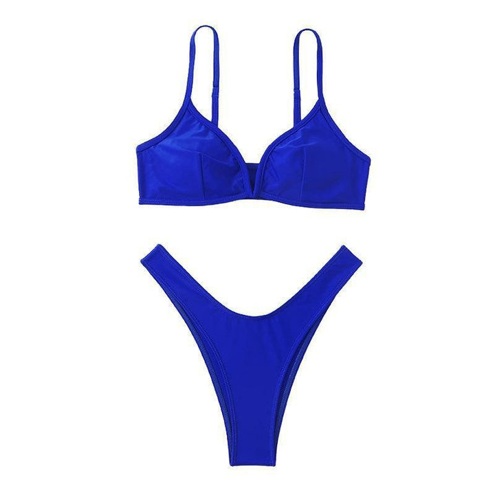 Dame Triangel-Bikini med dybt V-udskæring og høj benudskæring Skovae