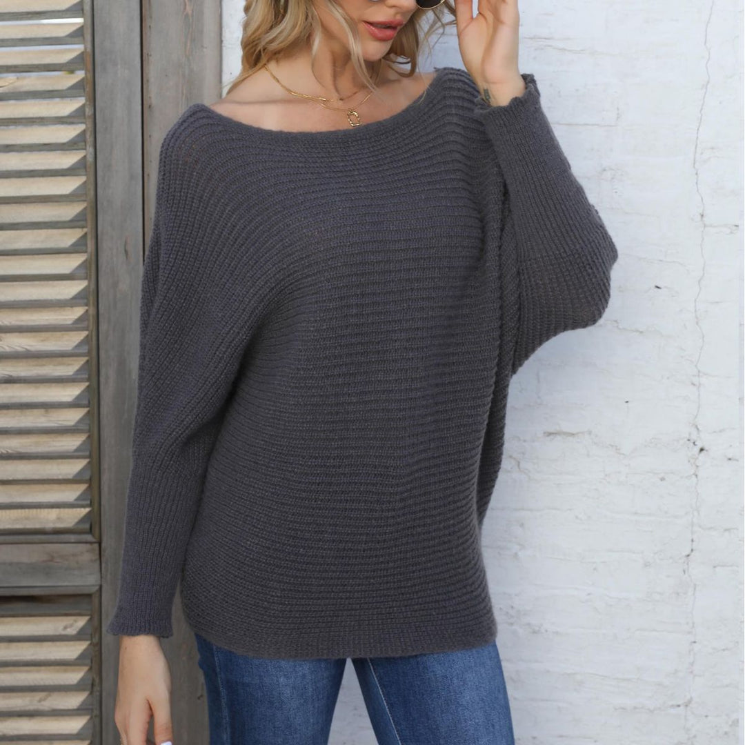 Dame afslappet strikpullover med overlappende skuldre og struktureret design Stilla