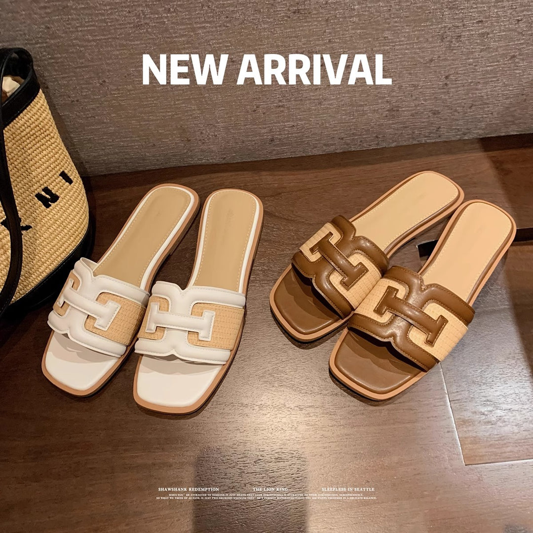 Dame Stilfulde Slide Sandaler med Dekorativt Flettet Rem Stilla
