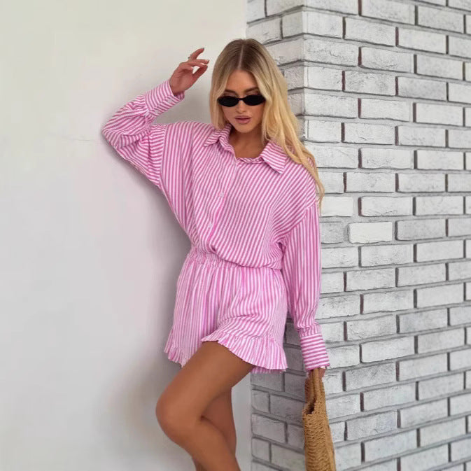 Dame Oversize Bluse med stribemønster og volumøse ærmer Stilla