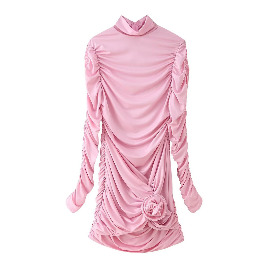 Dame elegant rynketop med høj krave Stilla