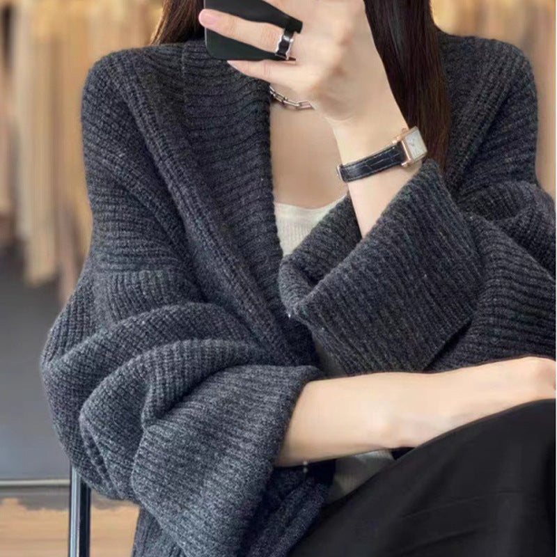 Femme Ribbstrik Åben-Front Cardigan Stilla