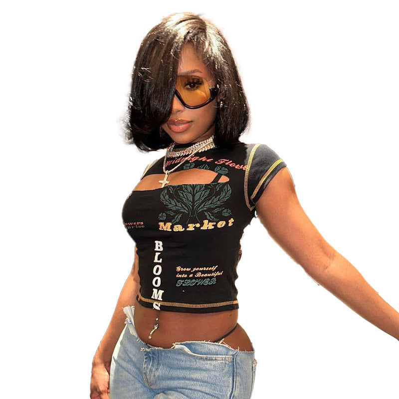 Dame Grafiktryk Cropped T-Shirt Stilla