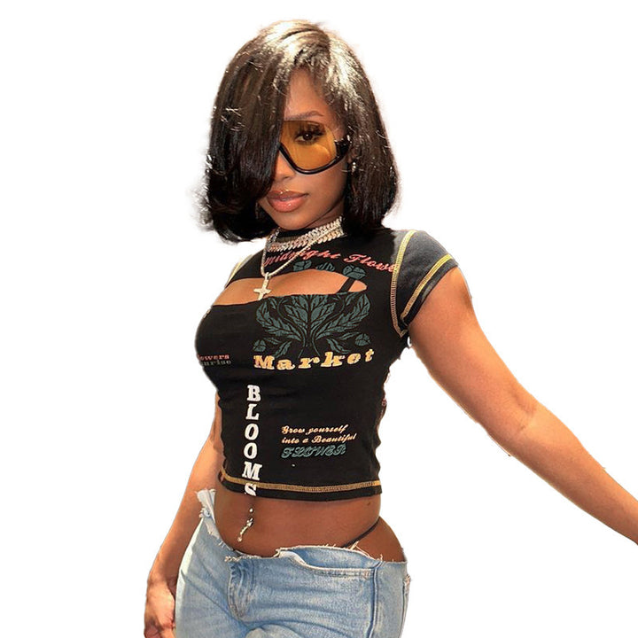 Dame Grafiktryk Cropped T-Shirt Stilla