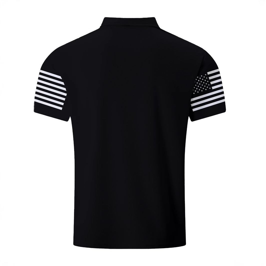Herre polo shirt med moderne flagmotiv Stilla
