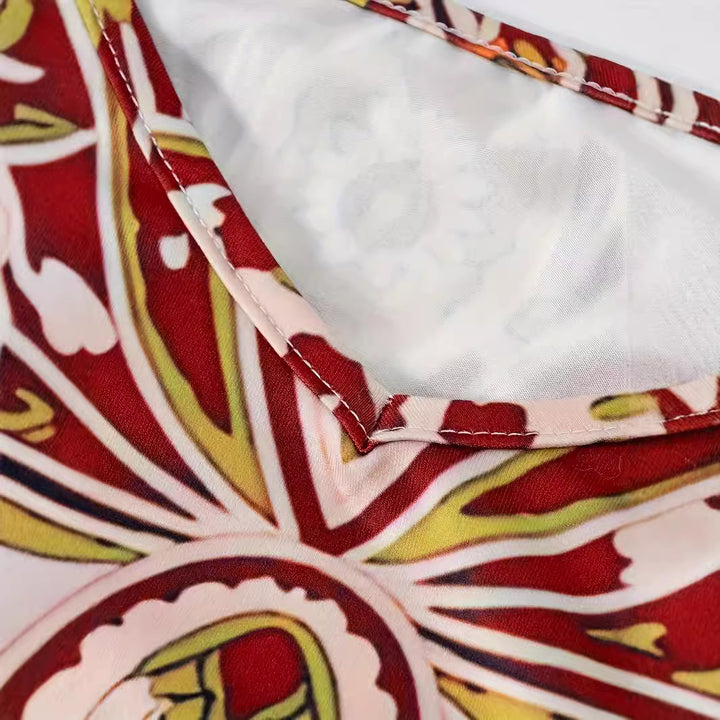 Dame Maxikjole med blomster paisley-design og spaghetti-stropper Stilla