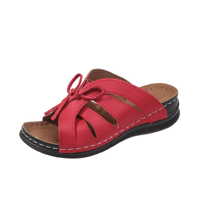 Dame Komfortable Slip-On Sandaler med modigt Sløjfe-Design Stilla