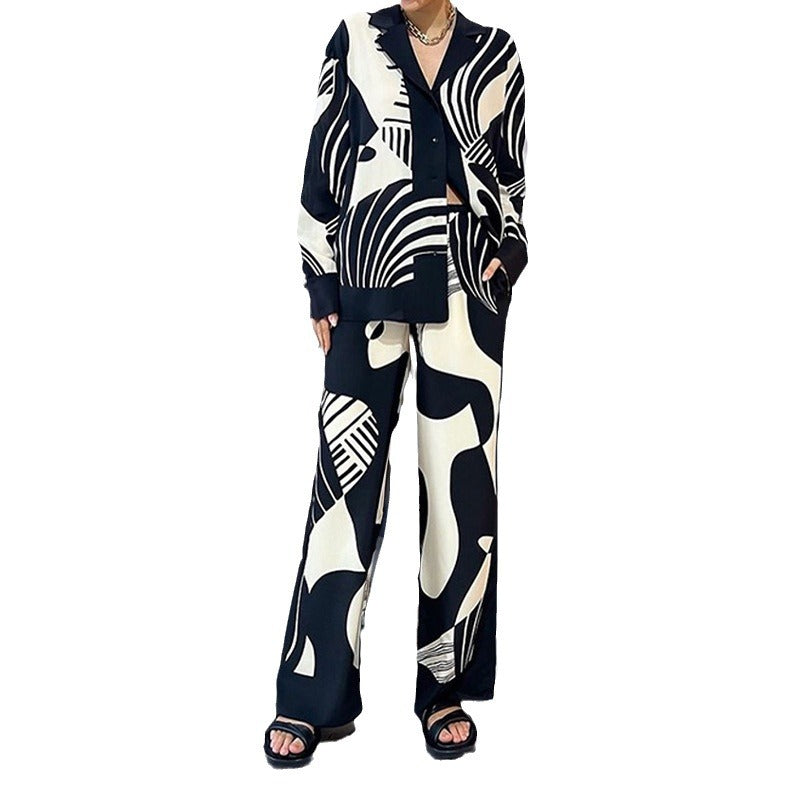 Dame To-delt Strandoutfit med moderne grafisk design Stilla