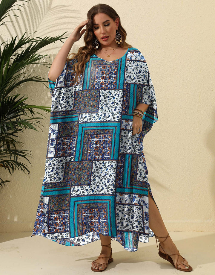 Dame Bohemian Print Maxi Kaftan Kjole Stilla