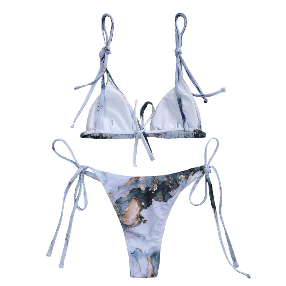 Dame Tie-Back Trekant-Bikini-Sæt med justerbare sider Stilla