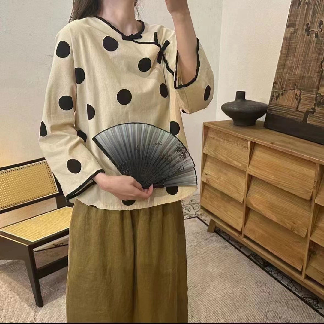 Femme Stilfuld Polka Dot Tunika Overdel Stilla