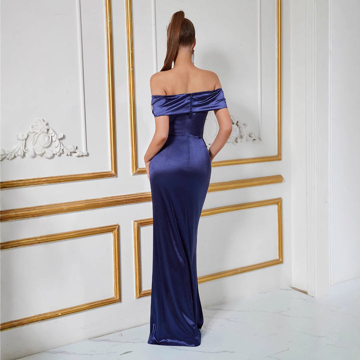 Damer Sexy Festkjole med Off-Shoulder Design og Elegant Slids Stilla