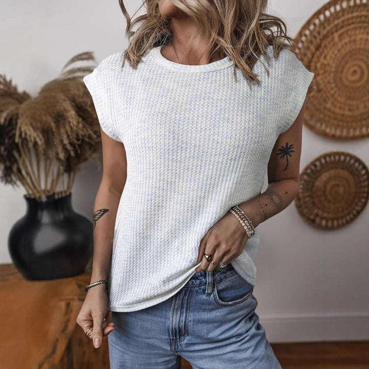 Dame afslappet T-shirt med struktureret strikdesign Stilla