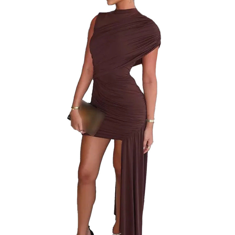 Damer elegant asymmetrisk omslagkjole Stilla