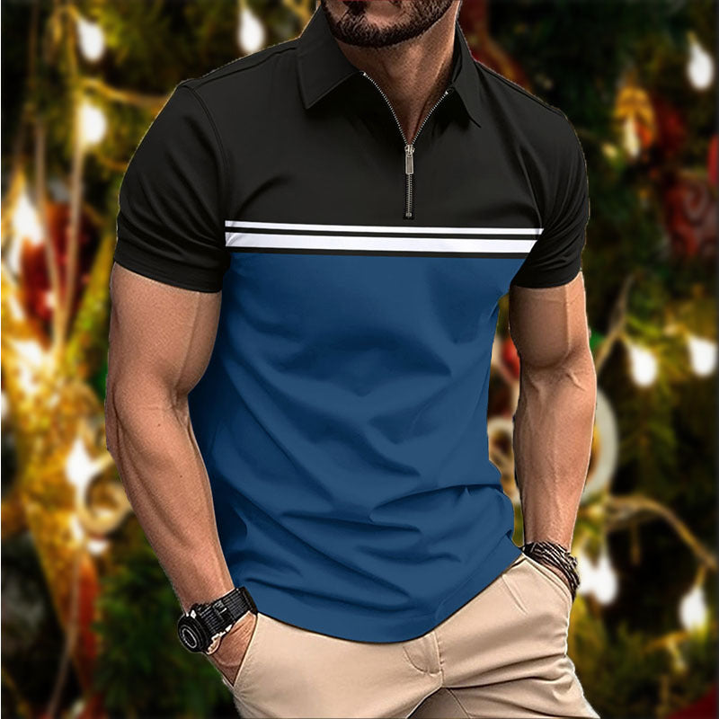 Herrer elegant kortærmet polo-shirt med moderne lynlås Stilla