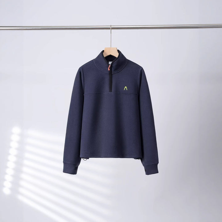 Kvinders fleece pullover med halv lynlås og elastiske manchetter Stilla
