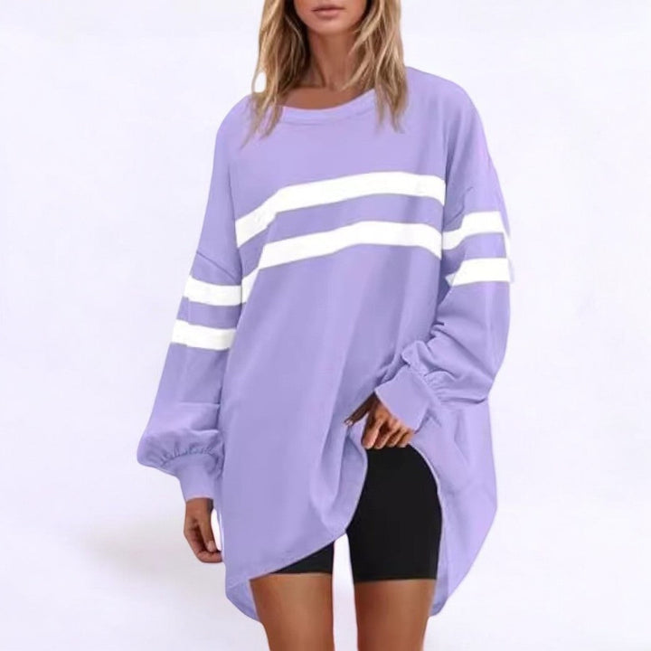 Stilla | Trendy Strikket Pullover Med Sportslige Striber