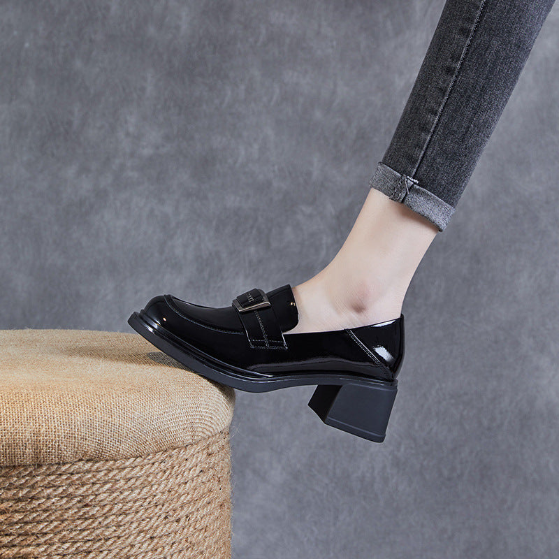 Dame Klassisk Læder Blokhæl Slippers Stilla