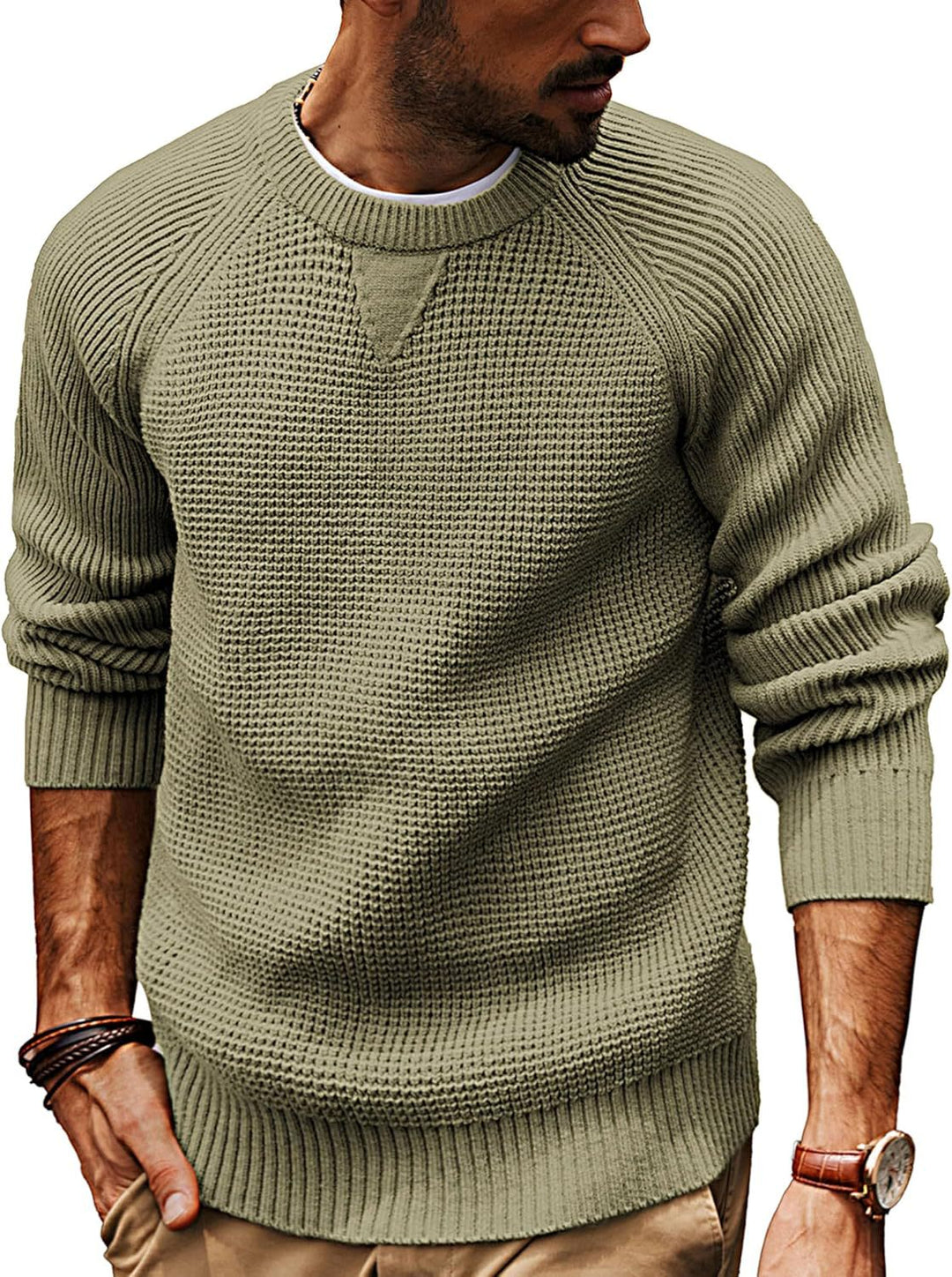 Herre strikkepullover med struktureret design Stilla