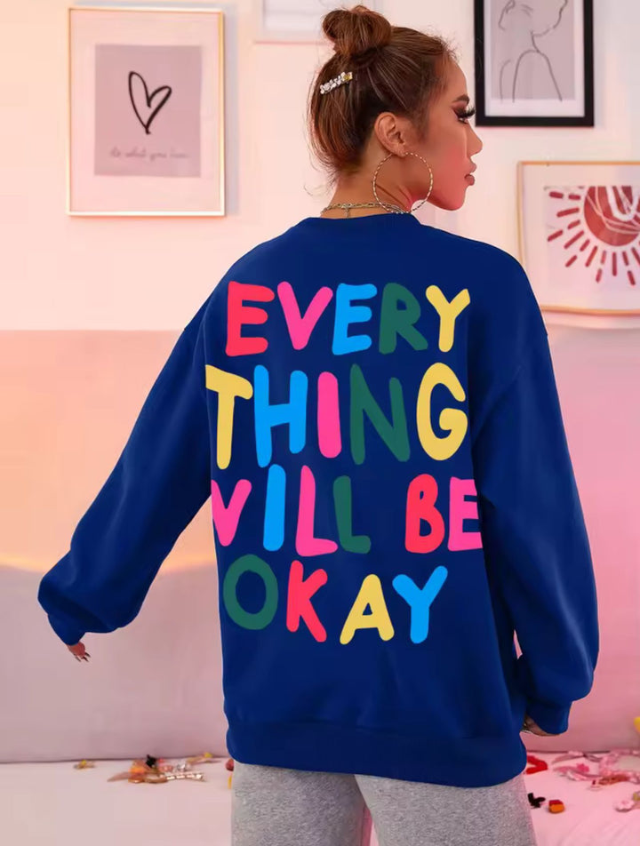 Dame sweatshirt med farverig skrift Stilla