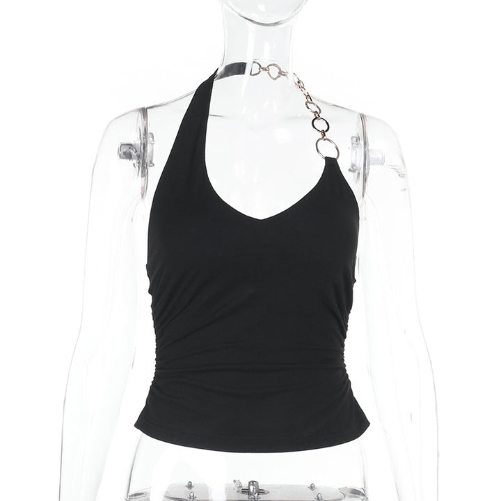 Dame Sporty Haltertop med dekorativ ringdetalje Skovae
